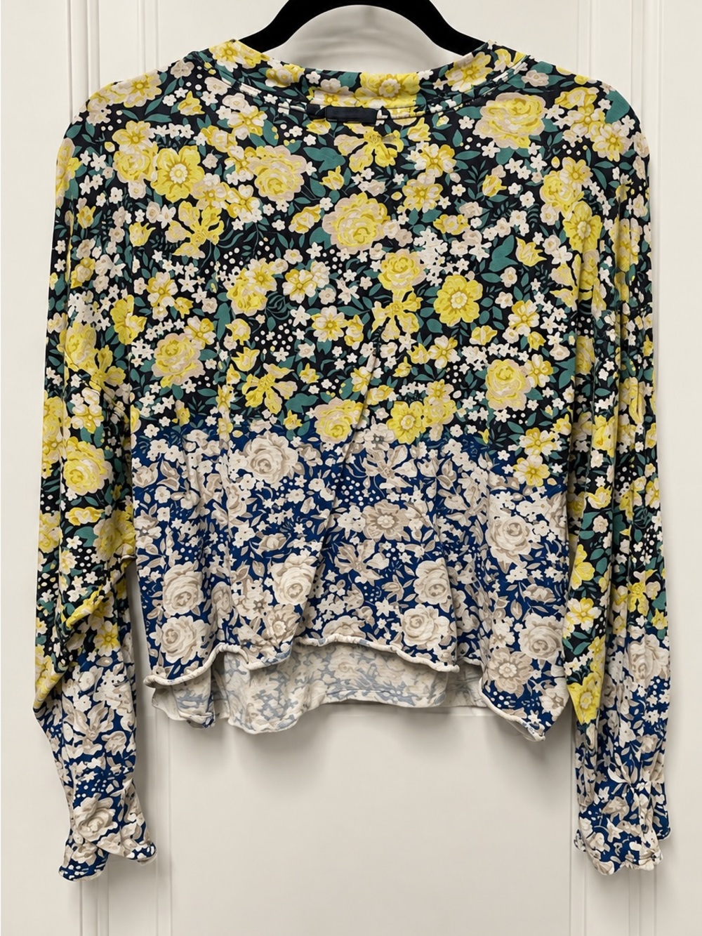 FP Movement Yellow & Navy Floral Long-Sleeve Top M